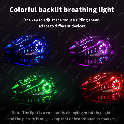 AIEACH Bluetooth Gaming Mouse, Rechargeable, USB, Mechanical with Backlight