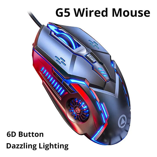 Silver Eagle G5 Wired Mouse, 6 Keys, Luminous, Mute, E-Sports for Gaming