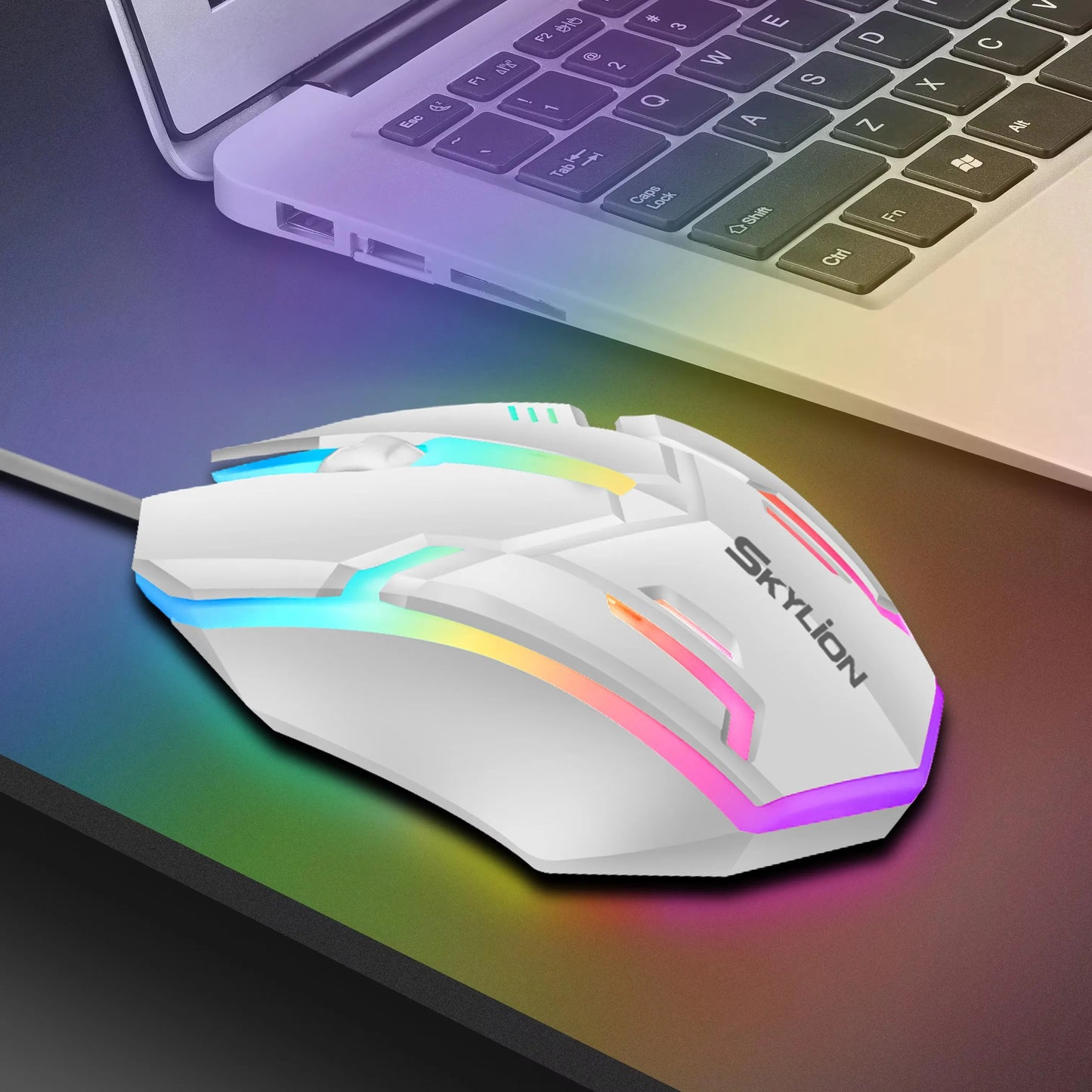 F1 Wired Mouse, 3 Keys, Colorful Lighting, Gaming & Office for Windows & macOS