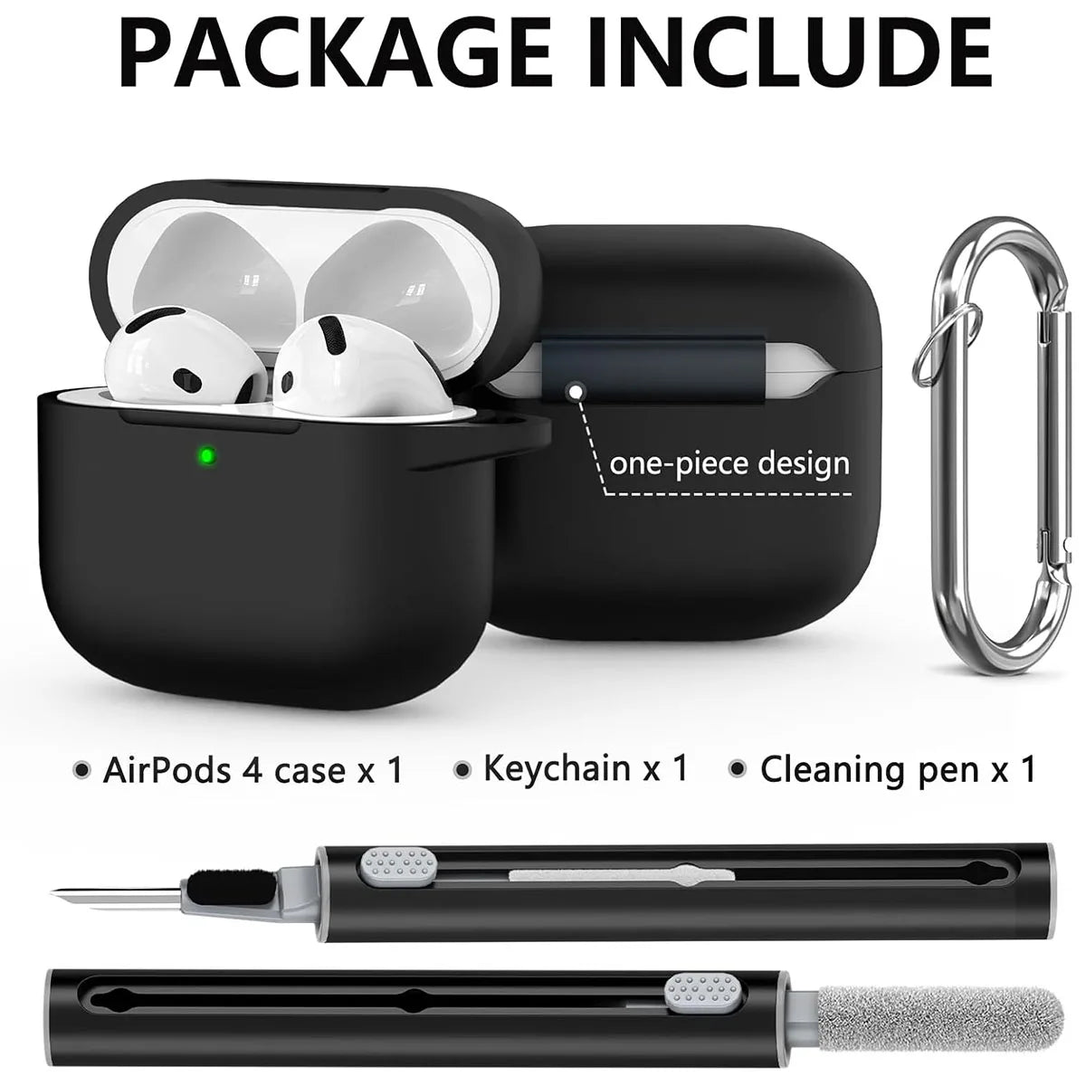 AirPods 4 Case Cover (2024) with Cleaner Kit, Soft Silicone, Protective Case for Women