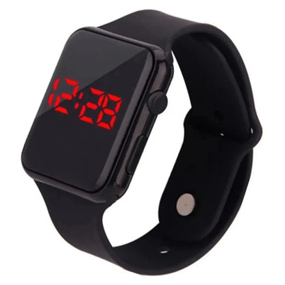 Simple Digital Watch for Men & Women, Fashion LED Sport, Black Silicone Wristband