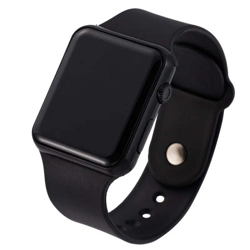 Simple Digital Watch for Men & Women, Fashion LED Sport, Black Silicone Wristband