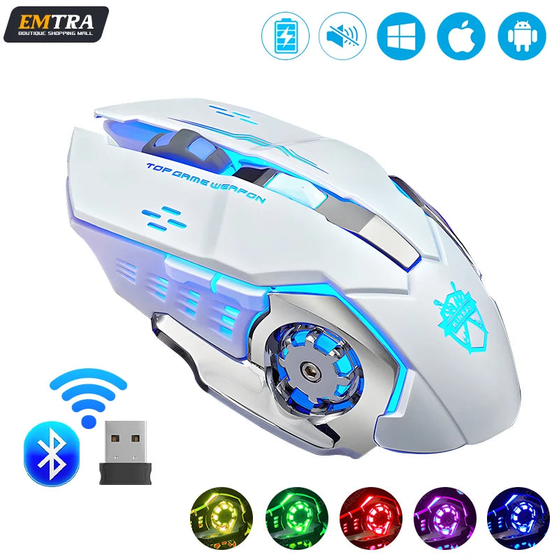 Rechargeable Wireless Gaming Mouse with Bluetooth & Backlight