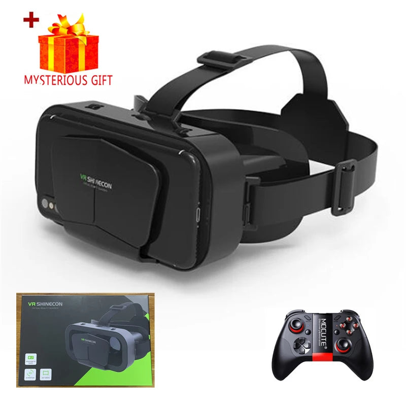 Shinecon VR Glasses, 3D Virtual Reality Headset with Controller for Smartphone