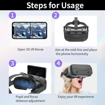 VR Glasses, 3D Virtual Reality Headset, Smart Goggles for Smartphones & Gaming