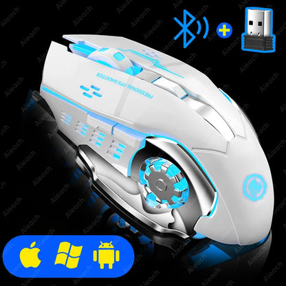 AIEACH Bluetooth Gaming Mouse, Rechargeable, USB, Mechanical with Backlight