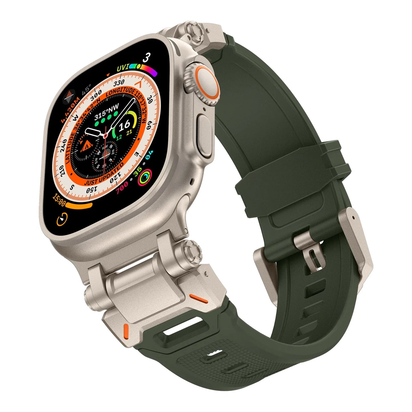 Rugged Metal & Silicone Strap for Apple Watch Ultra 2 (49mm-42mm)