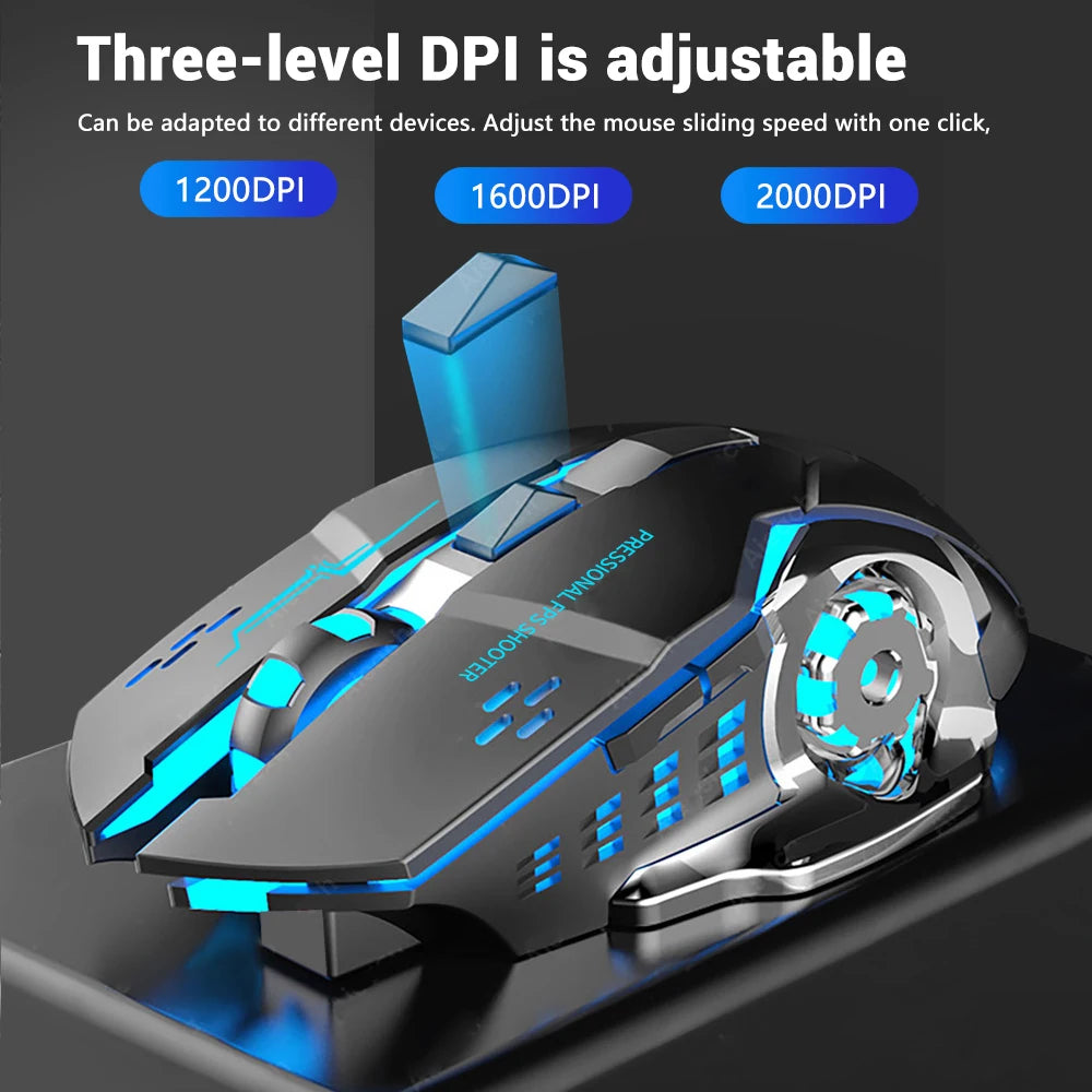 Rechargeable Wireless Gaming Mouse with Bluetooth & Backlight