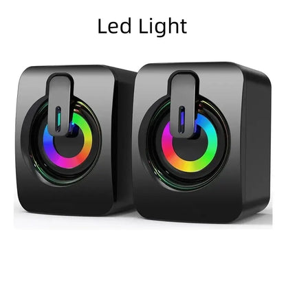 PC Speakers, HIFI Stereo with Microphone, USB Wired, LED Light for Desktop