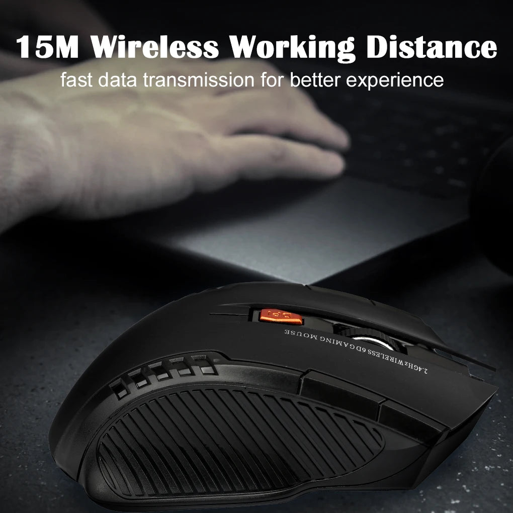 2.4G Wireless Mouse, 1600DPI, 6 Buttons, USB Receiver, for PC/Laptop