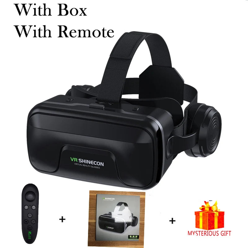 Shinecon VR Glasses, 3D Virtual Reality Headset with Controller for Smartphone