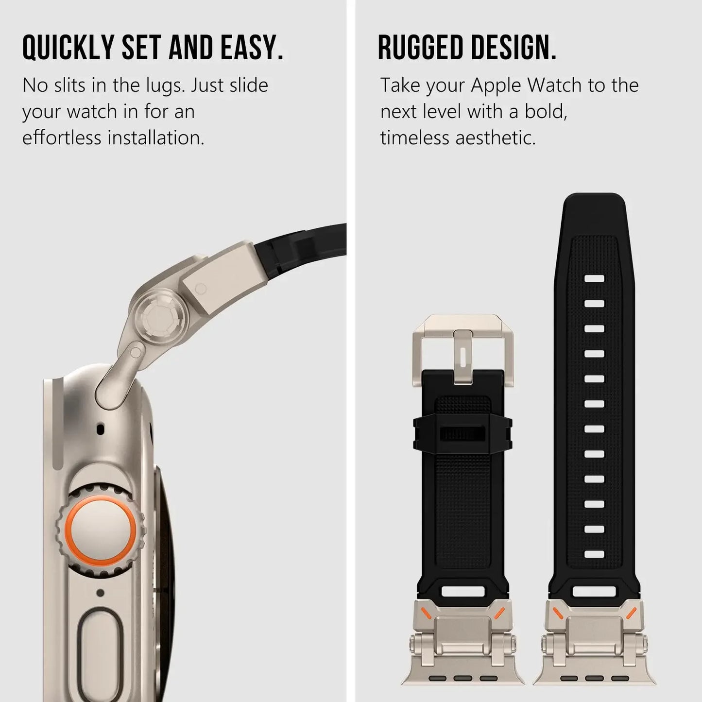 Rugged Metal & Silicone Strap for Apple Watch Ultra 2 (49mm-42mm)