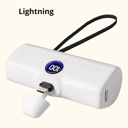 Portable Fast Charge Power Bank with Built-in Cable for iPhone & Samsung