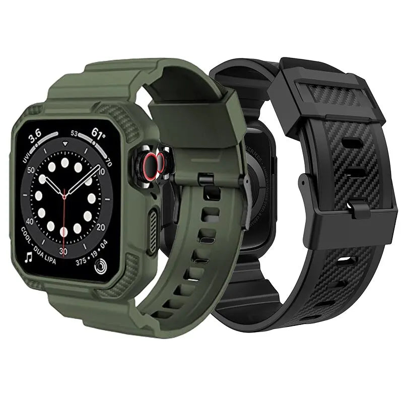 Rugged Sport Strap & Bumper Case for Apple Watch (40mm-49mm)