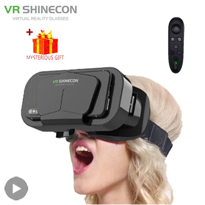 Shinecon VR Glasses, 3D Virtual Reality Headset with Controller for Smartphone