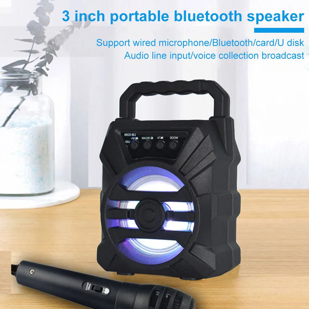 500mAh Bluetooth Karaoke Speaker with Subwoofer & TF/USB