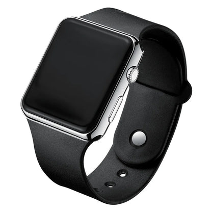 Simple Digital Watch for Men & Women, Fashion LED Sport, Black Silicone Wristband