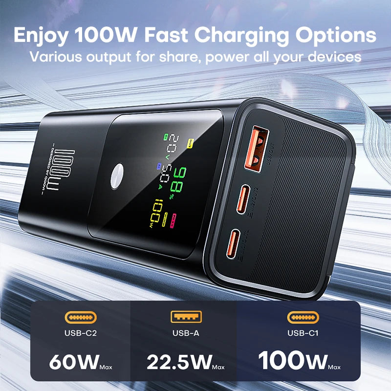 QOOVI PD 100W Power Bank 20000mAh, Fast Charging for Laptop & Phones