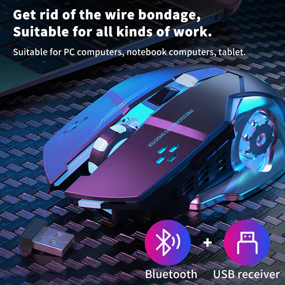 Rechargeable Wireless Gaming Mouse with Bluetooth & Backlight