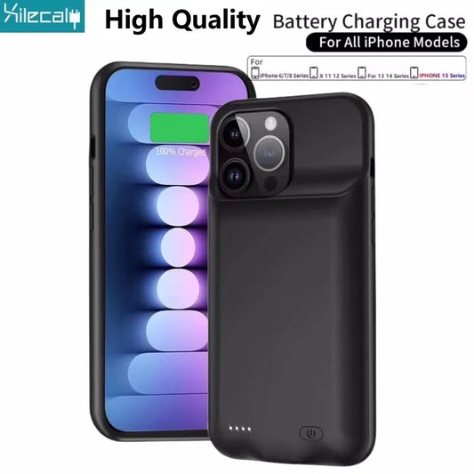 Xilecaly Battery Case For iPhone 15 Pro Max 13 14 Pro 12 Mini Power Bank Charging Power Case For iPhone XS Max XR 7 8 Plus SE2 3