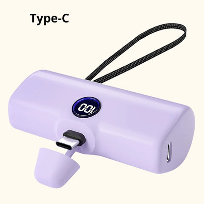 Portable Fast Charge Power Bank with Built-in Cable for iPhone & Samsung