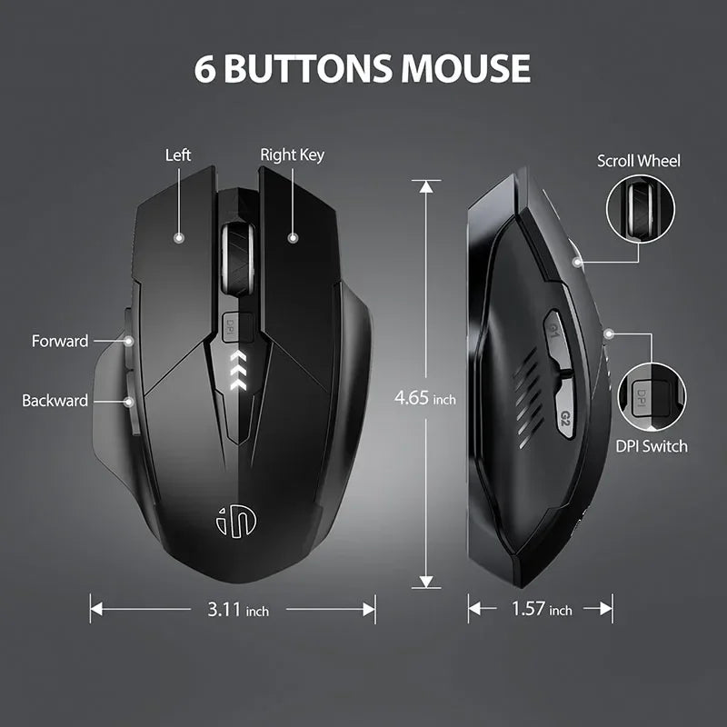 INPHIC F1 2.4G Wireless Rechargeable Silent Mouse (Ergonomic)