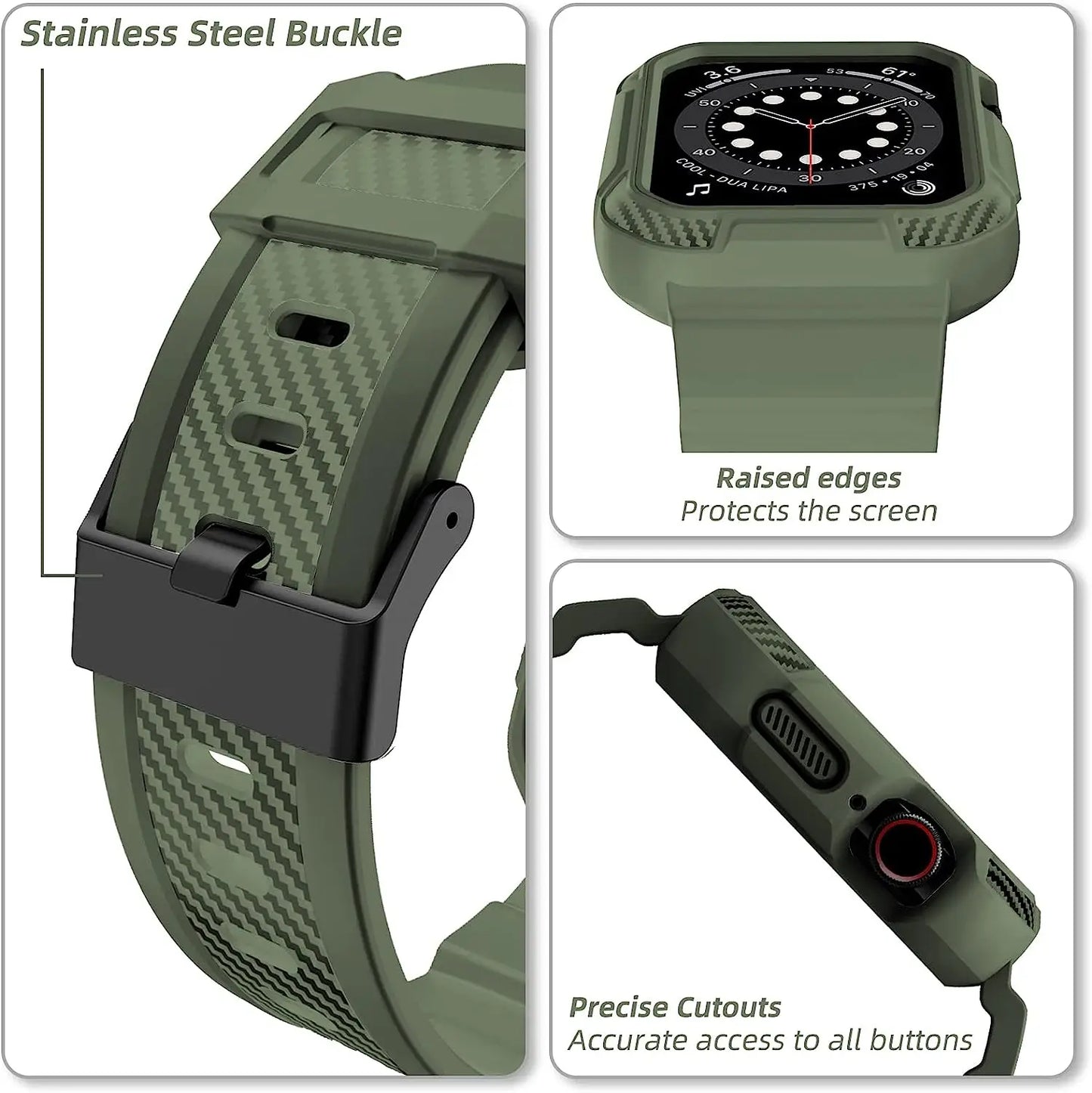 Rugged Sport Strap & Bumper Case for Apple Watch (40mm-49mm)