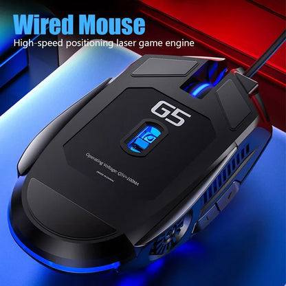 Silver Eagle G5 Wired Mouse, 6 Keys, Luminous, Mute, E-Sports for Gaming