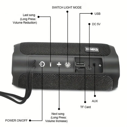 TG227 Waterproof Portable Speaker with Lamp, USB/TF/FM, Outdoor, Music Player