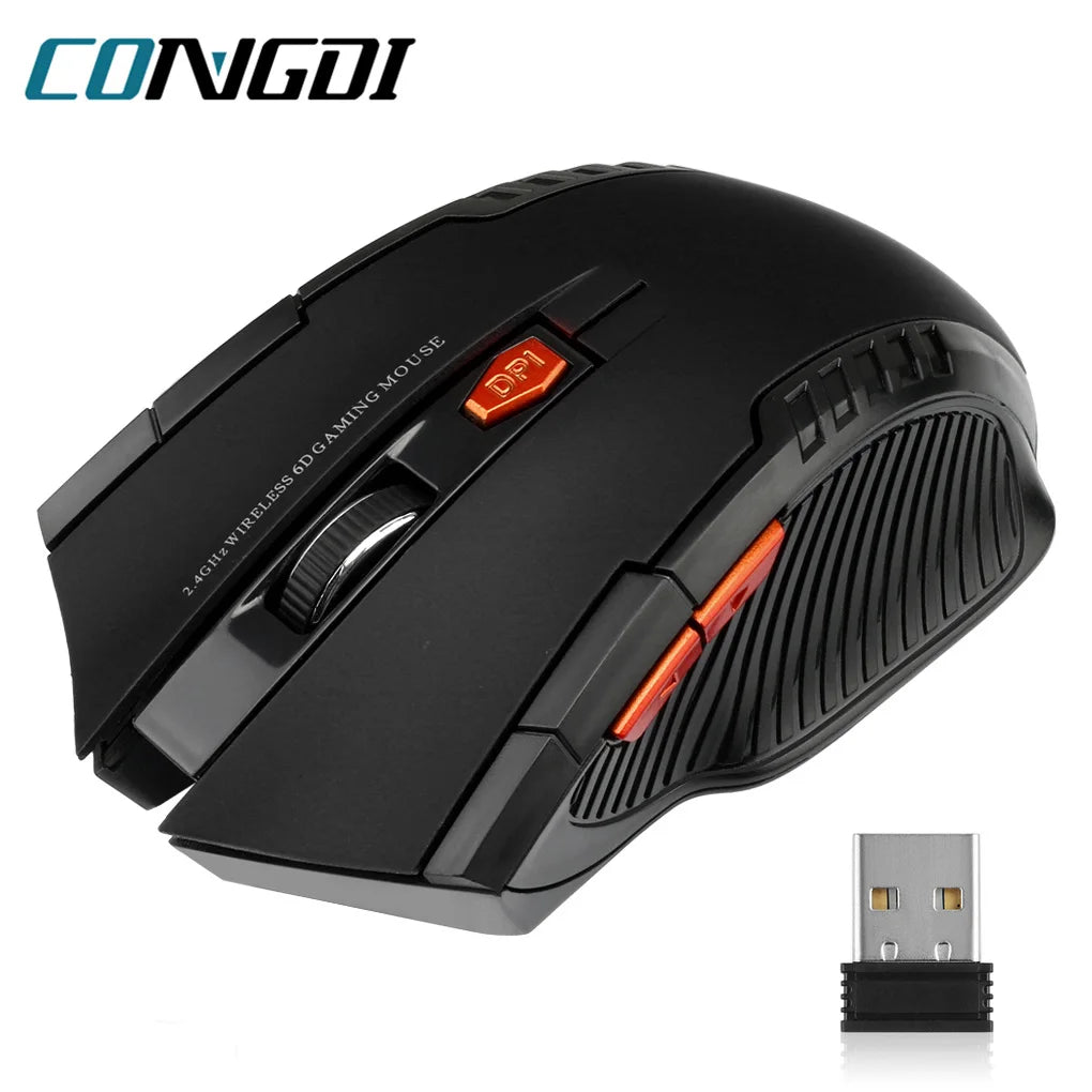 2.4G Wireless Mouse, 1600DPI, 6 Buttons, USB Receiver, for PC/Laptop